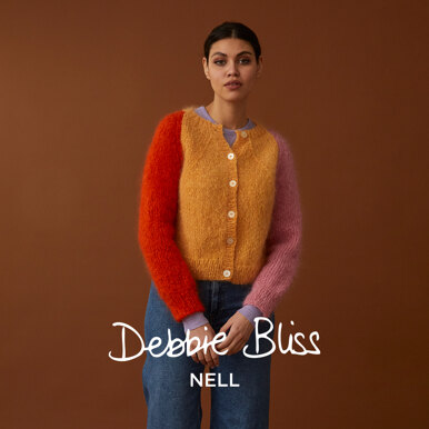 Three Colour Cardigan - Knitting Pattern For Women in Debbie Bliss Nell by Debbie Bliss