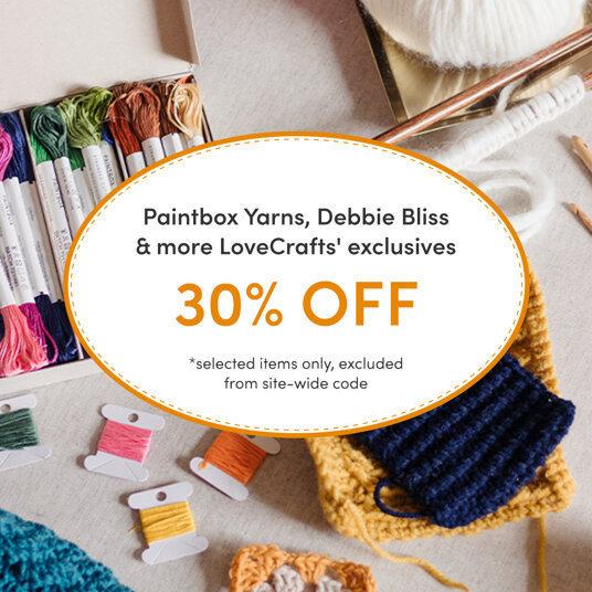 30 percent off LoveCrafts' exclusive supplies - ends 25th September 2022