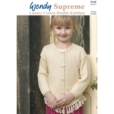 Chevron Plain Sweater and Cardigan in Wendy Pearl Cotton DK - 5128