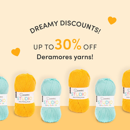 Up to 30 percent off Deramores yarns!