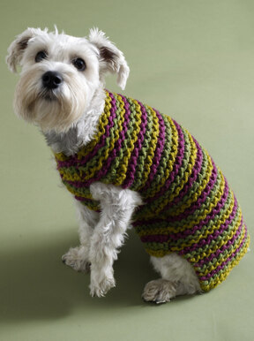 City Stripes Dog Sweater in Lion Brand Wool-Ease Thick & Quick - 80933AD