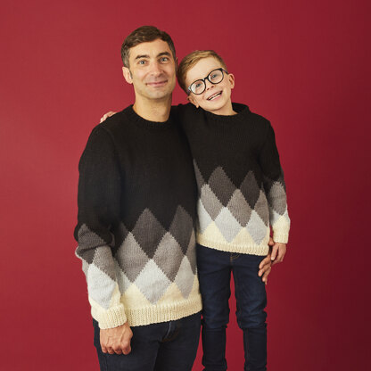 " Gray-dient Sweater " - Free Sweater Knitting Pattern For Boys and Men in Paintbox Yarns Wool Mix Aran by Paintbox Yarns