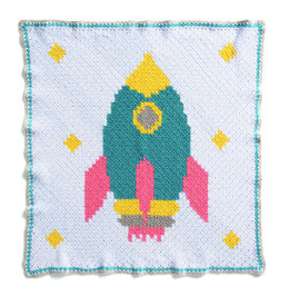 Rocketship Crochet Baby Blanket in Bernat Bundle Up - Downloadable PDF