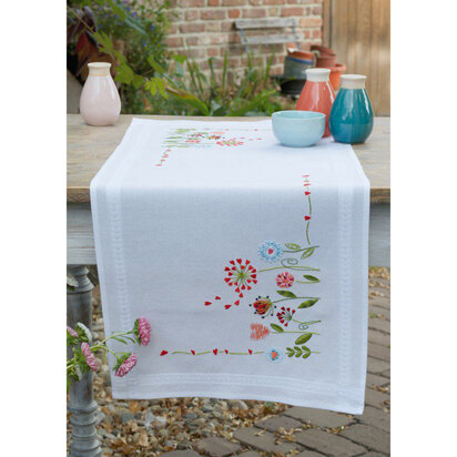Vervaco Flowers Table Runner Embroidery Kit - 40 x 100