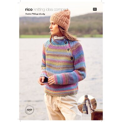 Women's Hat, Jumper and Scarves in Rico Creative Melange Chunky - 1051 - Downloadable PDF
