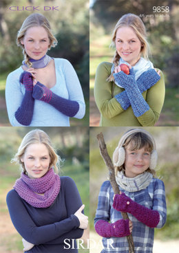 Gloves and Snood in Sirdar Click DK - 9858 - Downloadable PDF