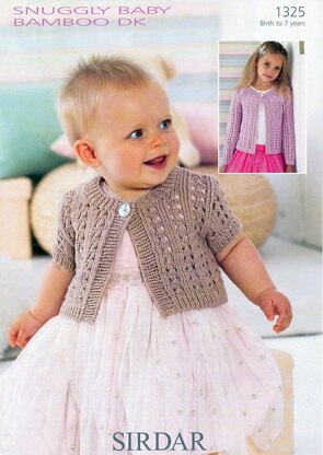 Long and Short Sleeved Cardigan in Sirdar Snuggly Baby Bamboo DK - 1325