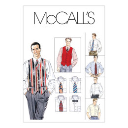 McCall's Men's Lined Vest, Shirt, Tie In Two Lengths and Bow Tie M2447 - Sewing Pattern