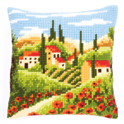 Vervaco Tuscan Poppies Cushion Front Chunky Cross Stitch Kit - 40cm x 40cm