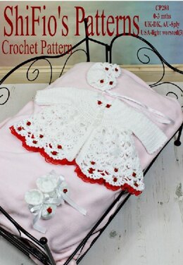 Crochet Pattern baby jacket, hat & booties, UK & USA Terms #280