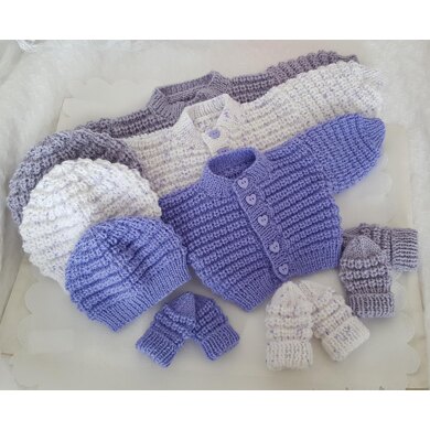 Snuggly Baby Cardigan, Hat & Mittens