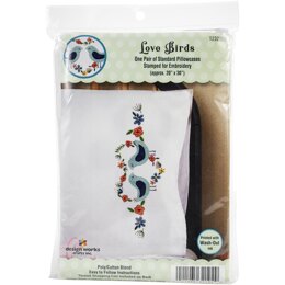 Tobin Stamped Pillowcase Pair 20in x 30in Love Birds Embroidery Kit