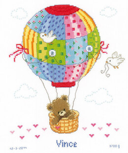 Vervaco Flying in a Hot Air Balloon Cross Stitch Kit - 25cm x 29cm