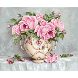 Luca-S Pink Roses Cross Stitch Kit - 48cm x 35cm