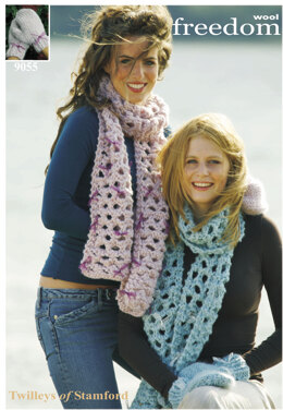 Knitted Scarf and Mittens in Twilleys Freedom Wool - 9055