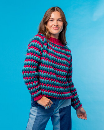 Be Bold Bubble Stitch Sweater - Free Jumper Knitting Pattern for Women in Paintbox Yarns Wool Blend DK by Paintbox Yarns