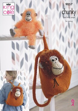 Tinsel Orangutan Backpack & Toy in King Cole Tinsel Chunky & King Cole Big Value Chunky - 9057pdf - Downloadable PDF