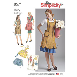 Simplicity 8571 Women's Vintage Aprons - Paper Pattern, Size A (S-M-L)