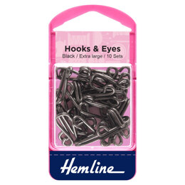 Hemline Hooks and Eyes: Black: Size 9
