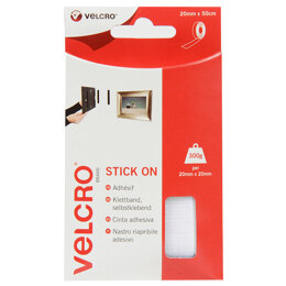 Velcro Stick On Tape - White, 50cm x 20mm