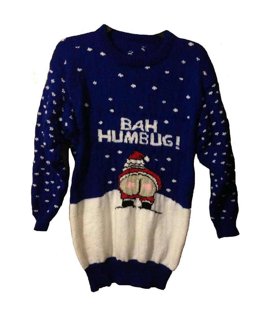Christmas Cheeky Naughty Santa Bah Humbug Jumper Knitting ...