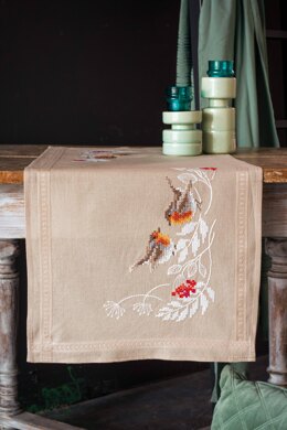 Vervaco Robins In Winter Table Runner Embroidery Kit - 40 x 100 cm