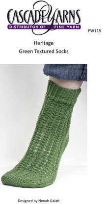 Green Textured Socks in Cascade Heritage - FW115