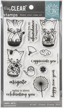 Hero Arts Clear Stamps 4"X6" - Kittens In Kimonos