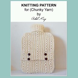 Juliet Hot Water Bottle Cover Cosy Case Chunky Yarn Knitting Pattern by Adel Kay