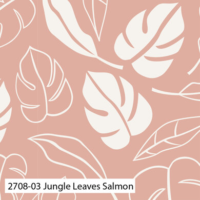 Craft Cotton Company Botanical Elements - Jungle Leaves Salmon