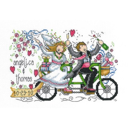 Imaginating Counted Cross Stitch Kit Wedding Ride Wedding Record (14 Count) - 8.75in x 5.75in