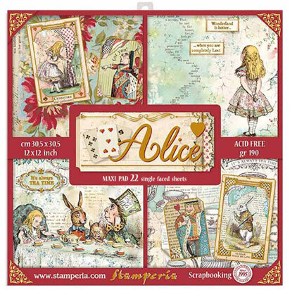 Stamperia Scrapbooking Pad 22 Sheets 30.5x30.5 cm (12 x12 ) Alice