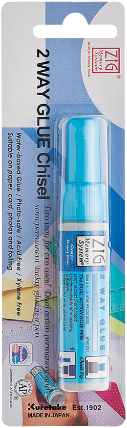 Zig 2-Way Glue Pen Carded - Chisel Tip