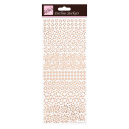 Anitas Outline Stickers - Sparkling Stars - Rose Gold On White