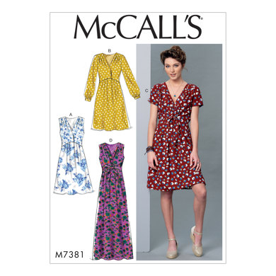 McCall's Misses' Pleated Dresses with Optional Front-Tie M7381 - Sewing Pattern