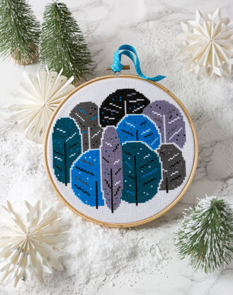 Hawthorn Handmade Winter Trees Cross Stitch Kit - 16cm in diameter