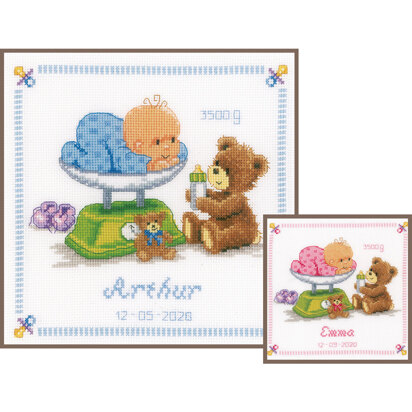 Vervaco Baby & Bear Cross Stitch Kit - 22cm x 22cm