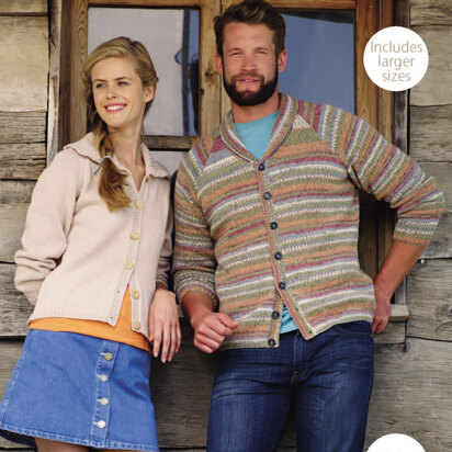 Shawl Collar and Collared Cardigans in Sirdar Wash 'n' Wear Double Crepe DK & Crofter DK - 7979 - Downloadable PDF