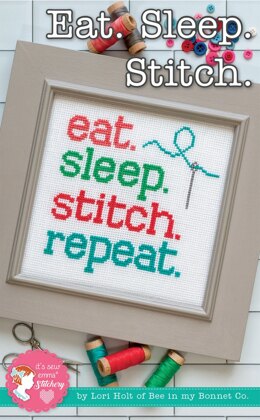 It's Sew Emma Eat. Sleep. Stitch. Repeat. Cross Stitch Pattern - ISE-407 - Leaflet