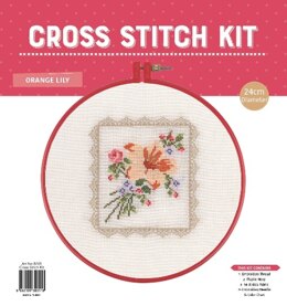 Creative World of Crafts Orange Lily Cross Stitch Kit with Hoop
