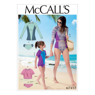 McCall's Misses'/Girls' Swimsuits M7417 - Sewing Pattern