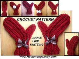 120 sideways mittens, crochet pattern, AGE 2 TO ADULT