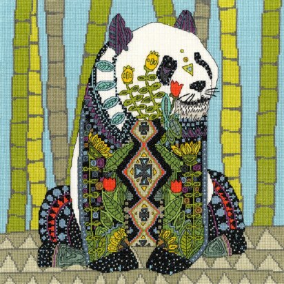 Bothy Threads Jewelled Panda by Sharon Turner Cross Stitch Kit - 33 x 33cm