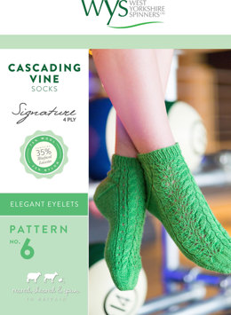 Cascading Vine Socks in West Yorkshire Spinners Signature 4 Ply - Downloadable PDF