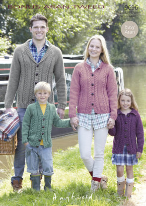 Family Cabled Cardigans in Hayfield Bonus Aran Tweed with Wool - 9696