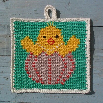 Cheeky Easter chick Potholder