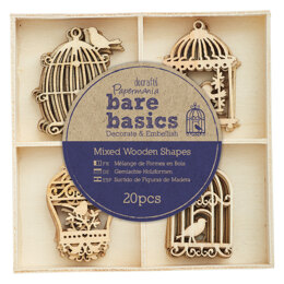 Papermania Wooden Shapes (20pcs) - Bare Basics - Birdcages