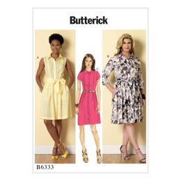 Butterick Misses'/Miss Petite/Women's/Women Petite Shirtdress and Sash B6333 - Sewing Pattern