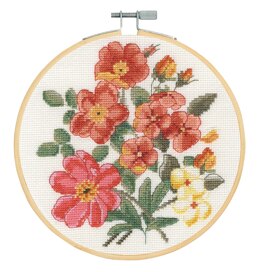 Kreuzstich-Stickset „Blumenbouquet“ von DMC – 18 cm im Durchmesser