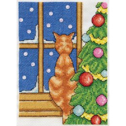Design Works Kreuzstich-Stickset „Katze auf Fenstersims“, 13 cm x 18 cm